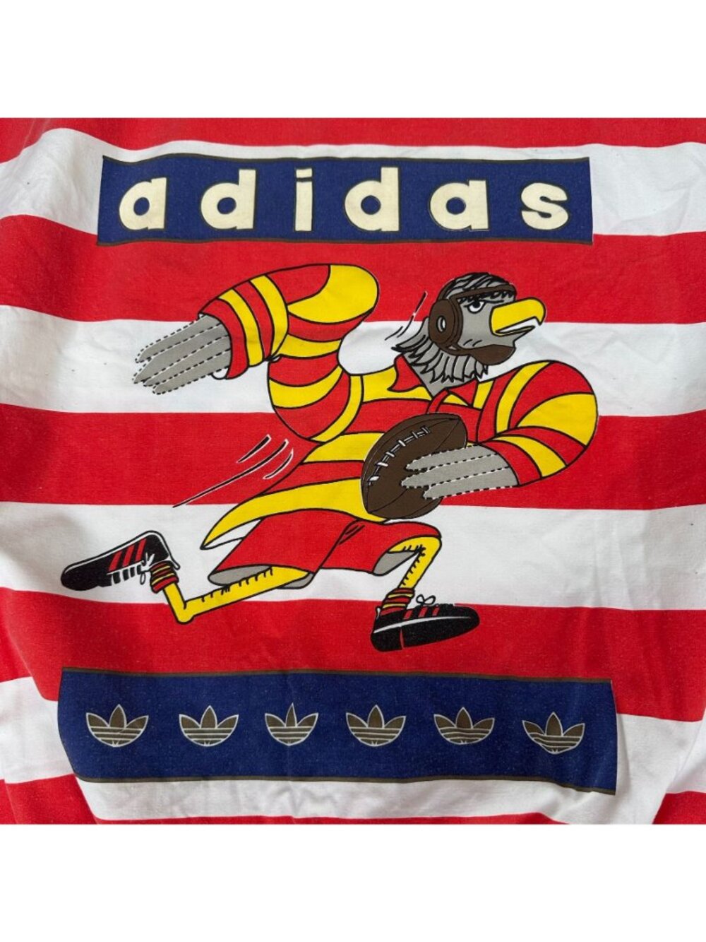 Vintage 80s Adidas USA Rugby Striped Sweatshirt Red XXL Sporty Retro Streetwear - Picture 8 of 9